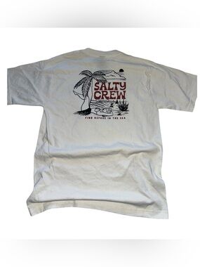 Salty Crew T-Shirt Find Refuge in the Sea Graphic Off White Tee size Medium NWT